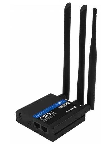 Teltonika LTE Wi-Fi IoT Router featuring VPN and I/O capabilities, designed for industrial use.