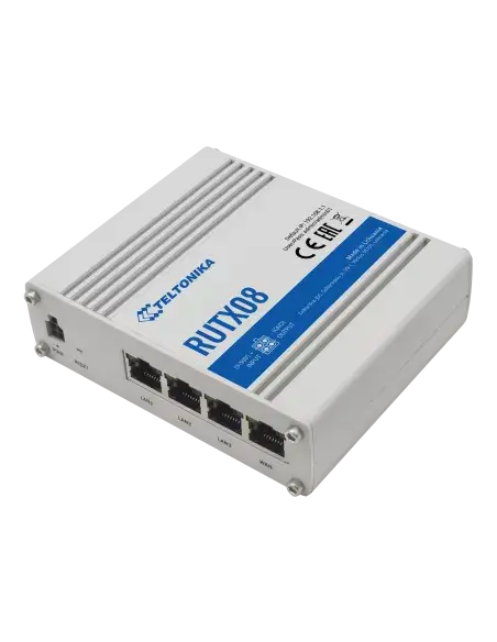 Teltonika Ethernet Router featuring a Quad-Core processor and 4 Gigabit Ethernet ports, designed for industrial use.