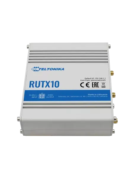 Teltonika Industrial Ethernet Router featuring a quad-core CPU, Wi-Fi, and Bluetooth capabilities.