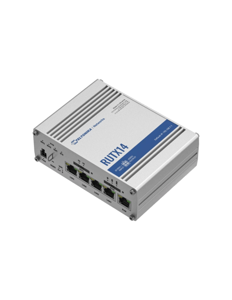 Teltonika Industrial LTE-A Cat 12 Router with Dual SIM and Wave-2 Wi-Fi, featuring multiple Ethernet ports.