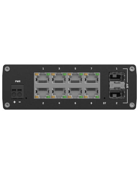 Teltonika Industrial Managed Switch showcasing L2 with additional L3 features, designed for robust network management.