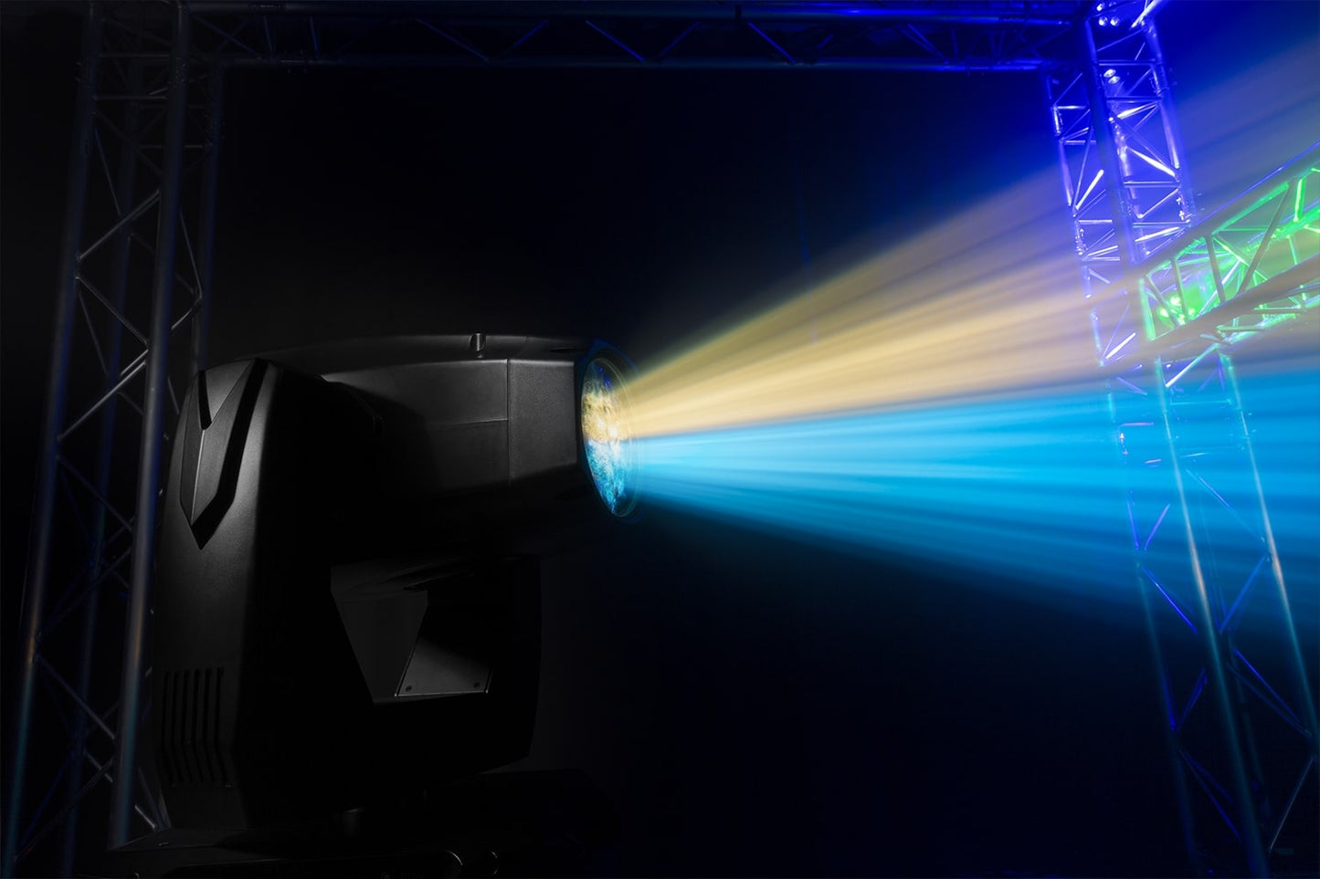 Effect view of the Tiger 18R 380W BSW Moving Head with CMY - Set of 2 in Flightcase, 3-in-1 effects, DMX control, high-intensity discharge bulb 1.