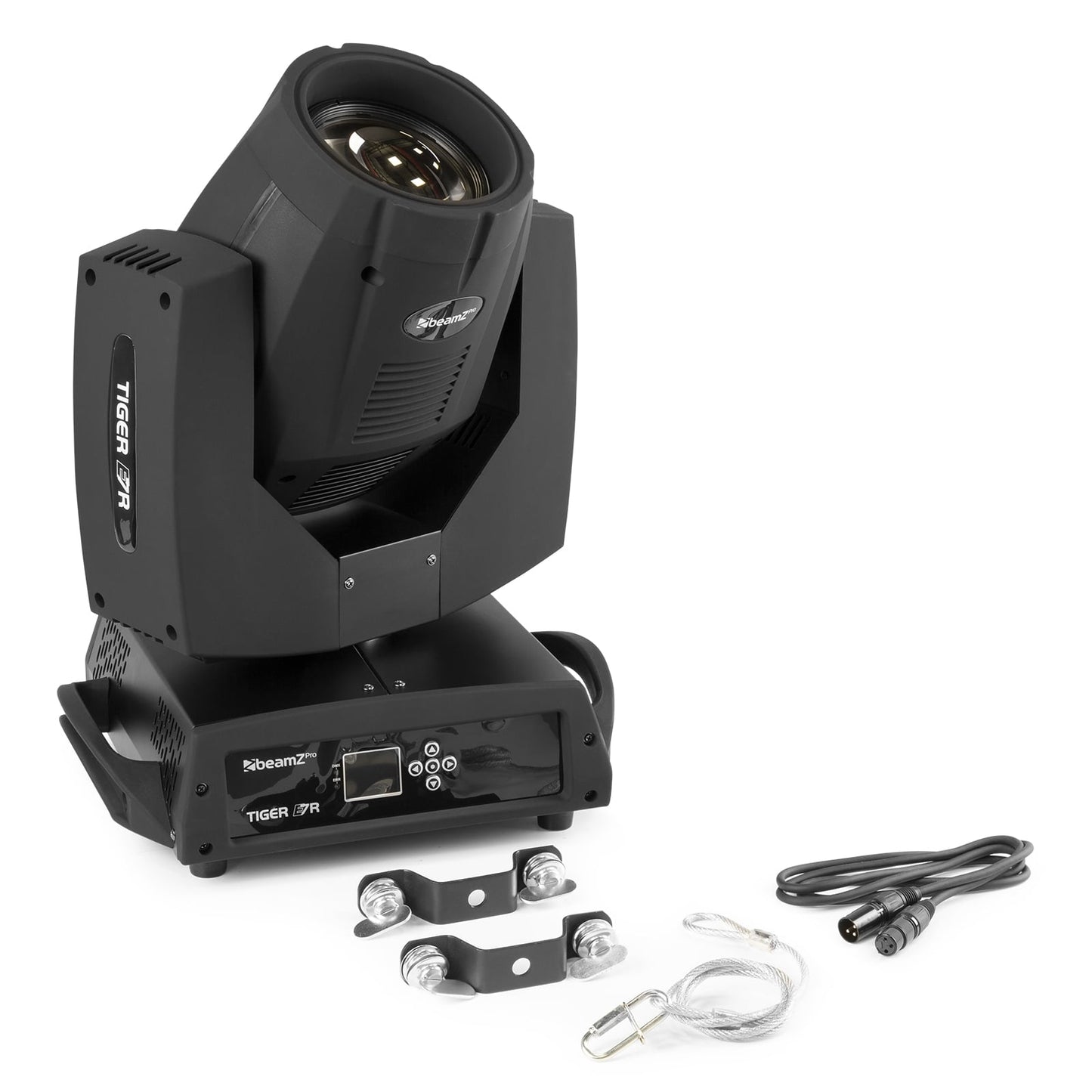 Top view of the Tiger E 7R MKIII 230W Beam Moving Head - 17 gobos, 14 colors, high-intensity 230W bulb with Mounting bracket, Power cable, DMX cable