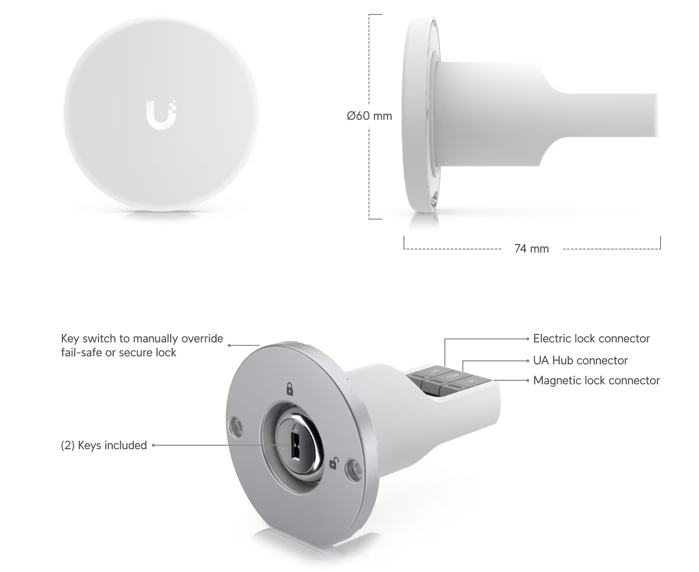 Installation setup of the Ubiquiti UniFi Access Rescue Manual Key Switch UA-RESCUE.