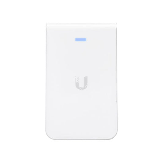 Ubiquiti UniFi AC In-Wall Gigabit Access Point mounted on a wall, providing wireless connectivity.