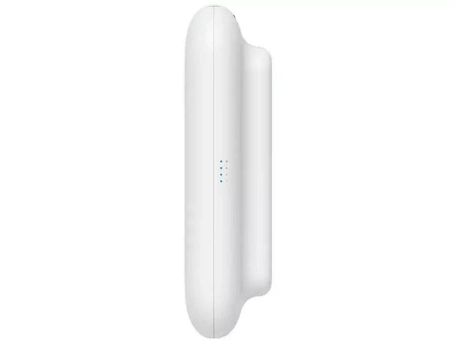 Ubiquiti UniFi WiFi 7 U7 Pro Outdoor Access Point displayed outdoors, showcasing its design and features.