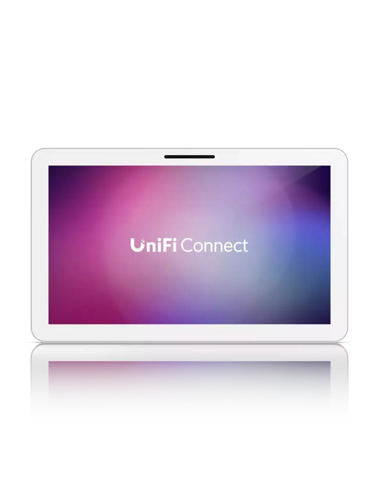 Ubiquiti UniFi Display Connect Full HD PoE++ Touchscreen, model UC-Display, showcasing a modern touchscreen display for enhanced connectivity.