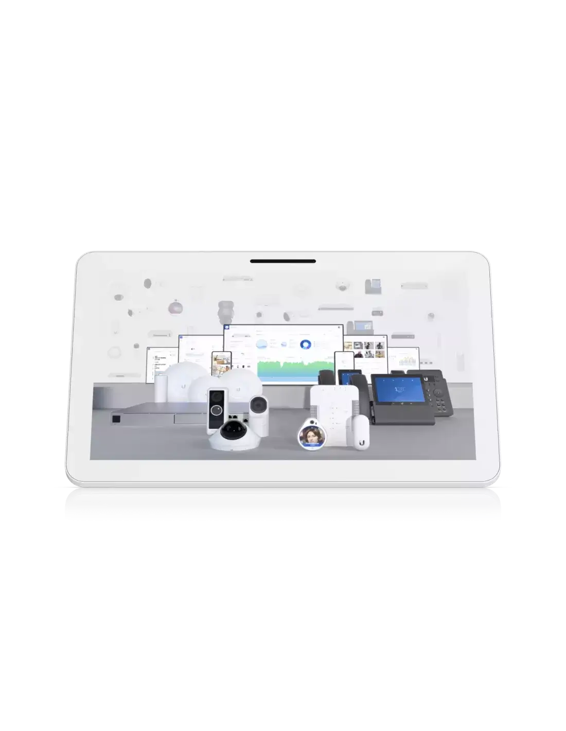 Ubiquiti UniFi Display Connect Full HD PoE++ Touchscreen, model UC-Display, showcasing a sleek design suitable for various display applications.