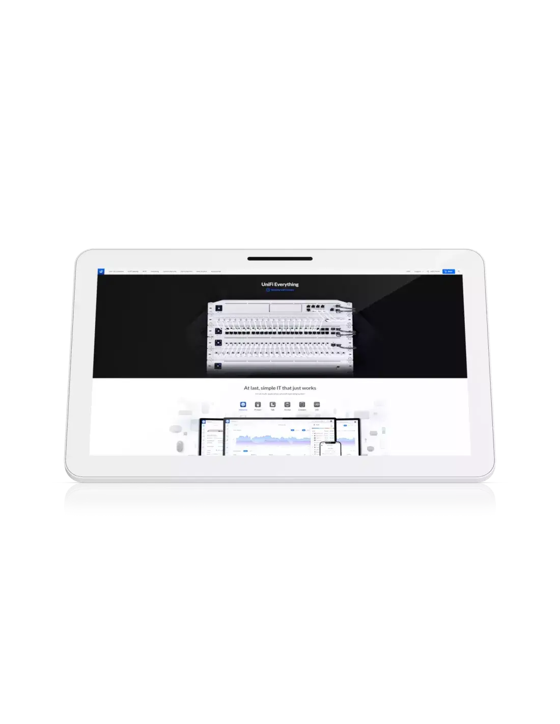 Ubiquiti UniFi Display Connect Full HD PoE++ Touchscreen, model UC-Display, showcasing a sleek design suitable for various display applications.