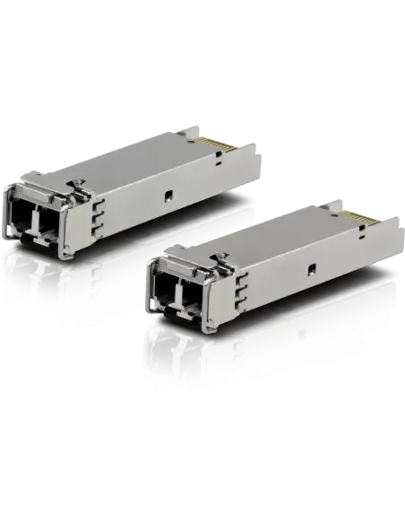 Ubiquiti 1G Multi-Mode SFP Module, 2-Pack - Image of two SFP modules designed for high-speed fiber optic connections.
