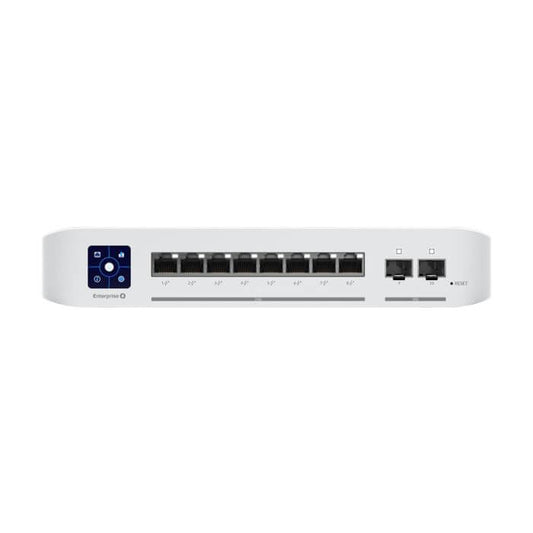 Ubiquiti UniFi Enterprise 8-Port PoE Switch with 120W PoE, featuring multiple Ethernet ports for power over Ethernet connectivity.