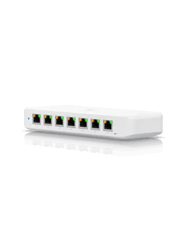Ubiquiti UniFi Ultra 8-Port PoE Switch with multiple Ethernet ports for network connectivity.