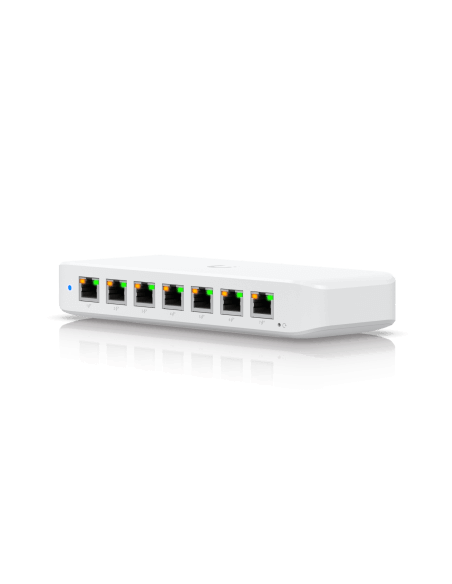 Ubiquiti UniFi Ultra 8-Port PoE Switch with multiple Ethernet ports for network connectivity.
