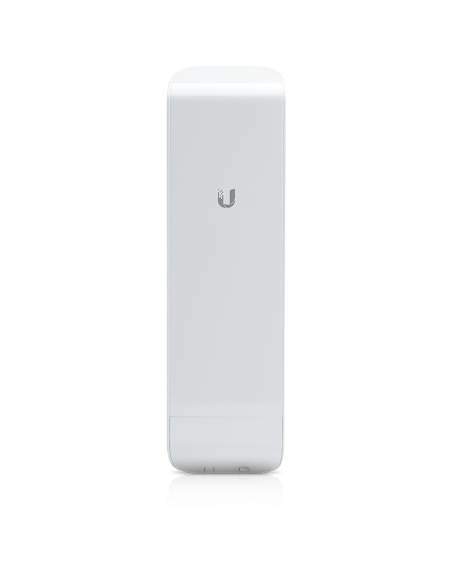 Ubiquiti airMAX NanoStation M2 wireless access point with a sleek design.