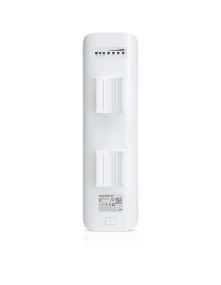 Image of the Ubiquiti airMAX NanoStation M2, a compact wireless device designed for long-range outdoor networking.