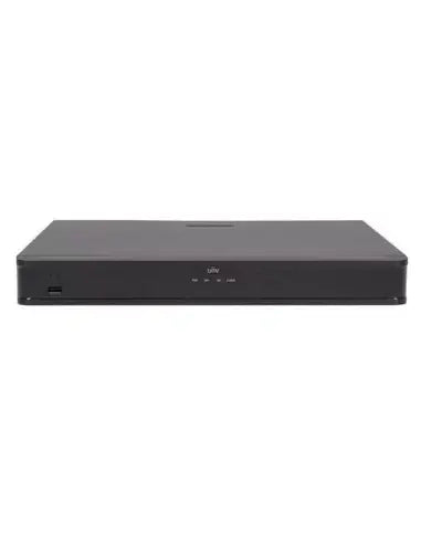 UNV Ultra H.265 16-Channel NVR with 2 HDD slots and 16 PoE ports, featuring human body detection.