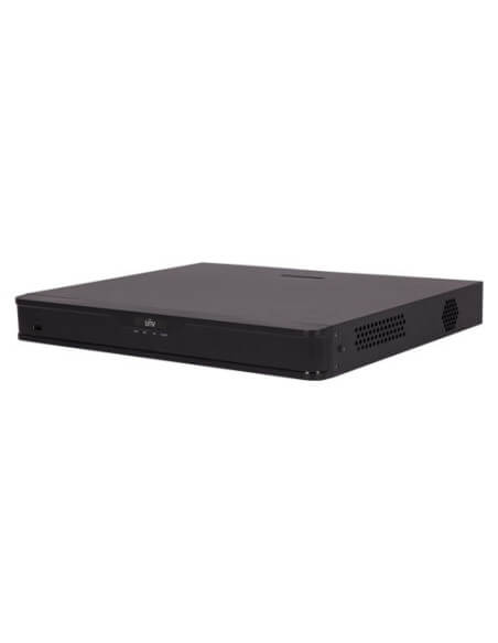 Image of the UNV Ultra H.265 16-Channel NVR featuring 2 HDD slots and 16 PoE ports, designed for human body detection.