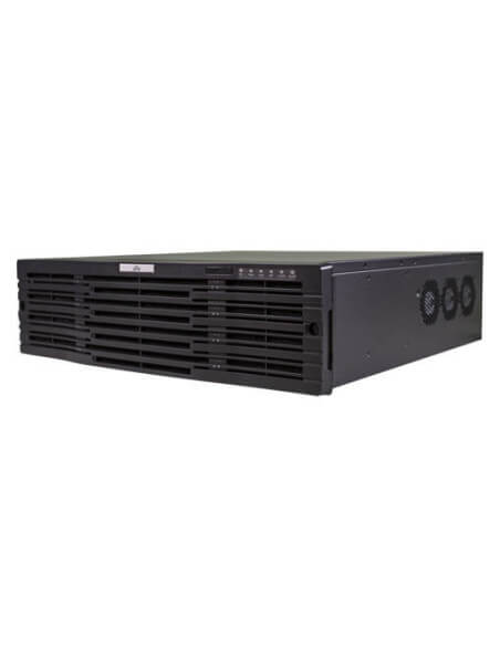 UNV PRO Series 128-Channel NVR with 16 HDD slots, featuring 4K resolution and smart functions.