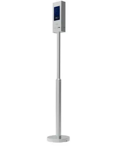 UNV Touchscreen Wrist Thermometer with a 7-inch touchscreen and stand included, designed for accurate body temperature measurement.