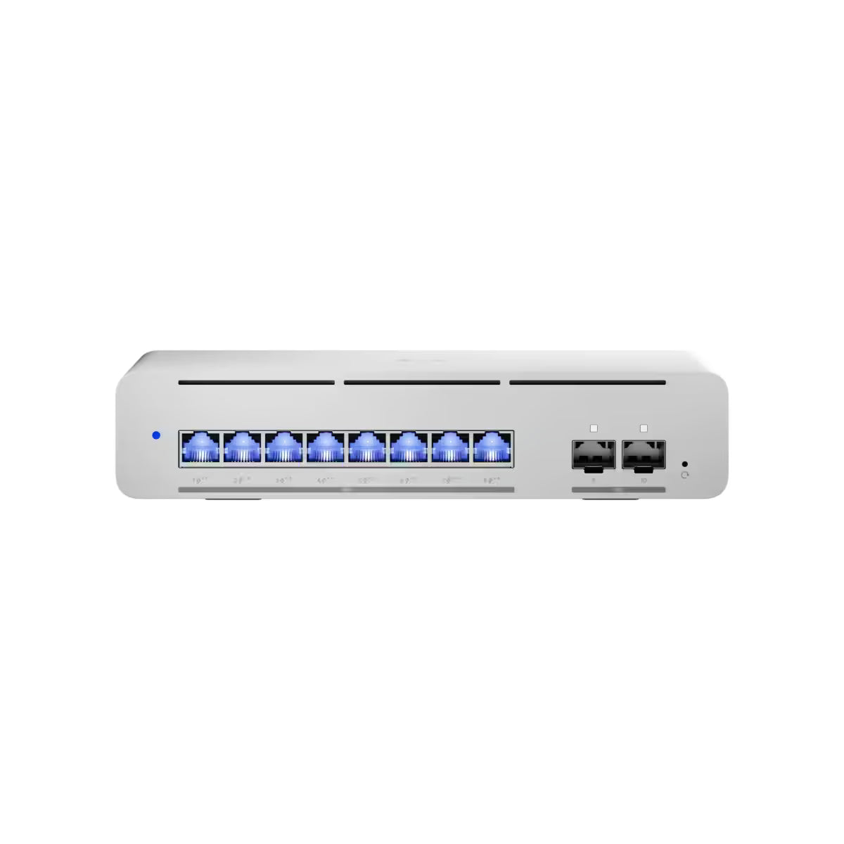 Angled view of the Ubiquiti UniFi Pro XG Switch emphasizing its modern design.