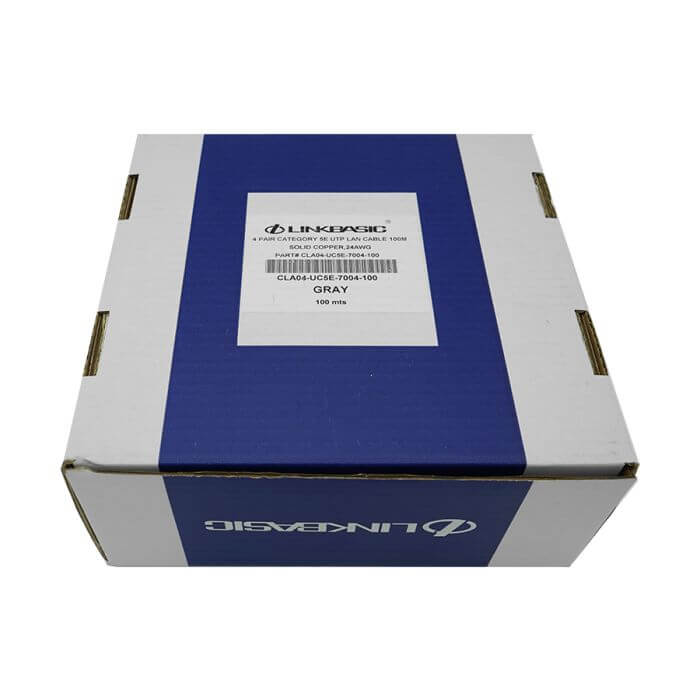Scoop 100M Cat5e CCA Grey UTP Cable displayed on a white background.