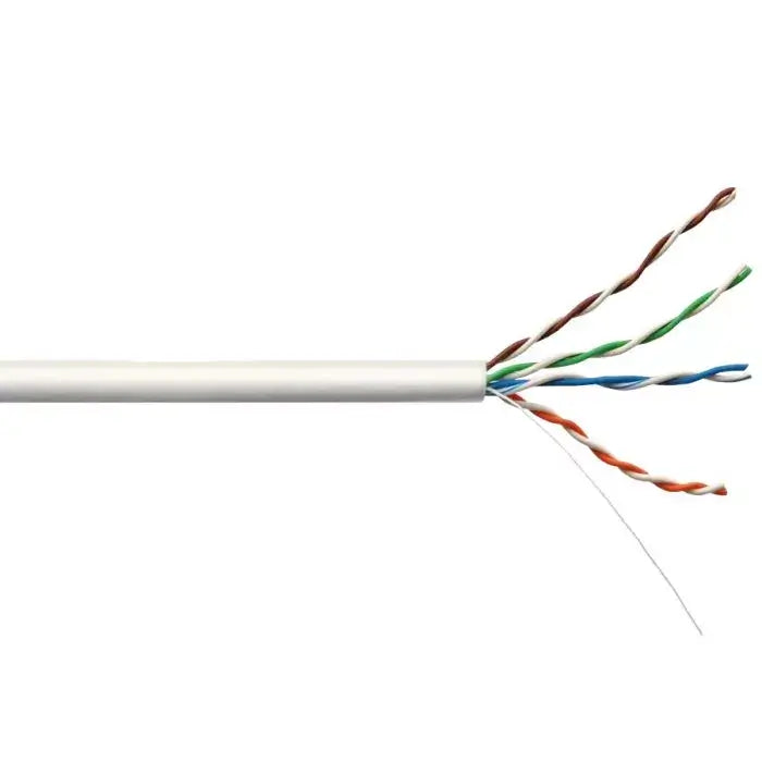 Scoop 100M Cat5e CCA White UTP Cable displayed in a clear view.