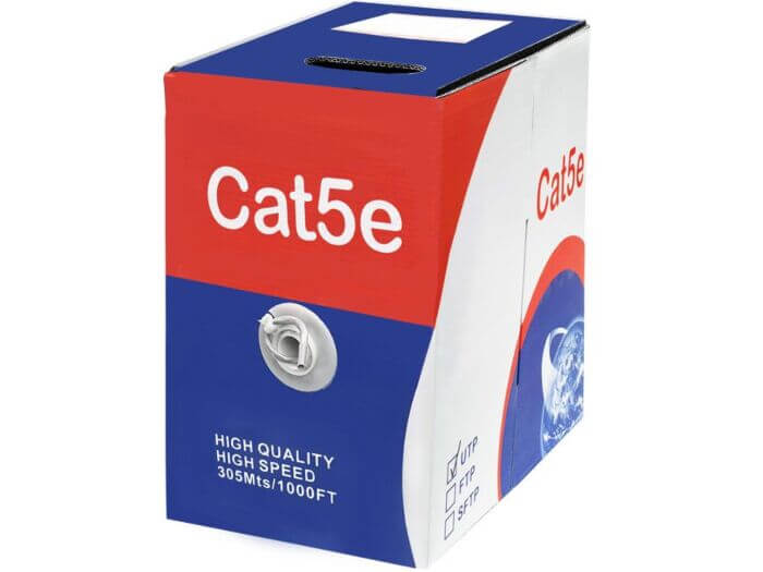 Scoop 305m Cat5e CCA Grey UTP Cable - Unbranded displayed on a white background.