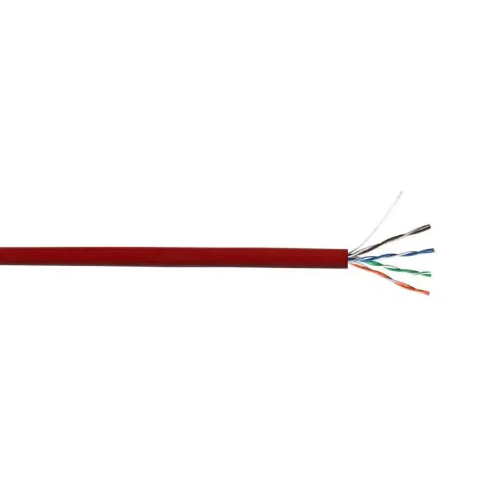 Linkbasic 305m Cat5e Solid Red UTP Cable displayed in a clear view.
