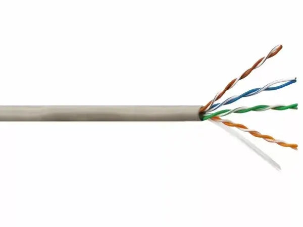 Linkbasic 500m Cat5e Solid Grey UTP Cable displayed in a clear view.