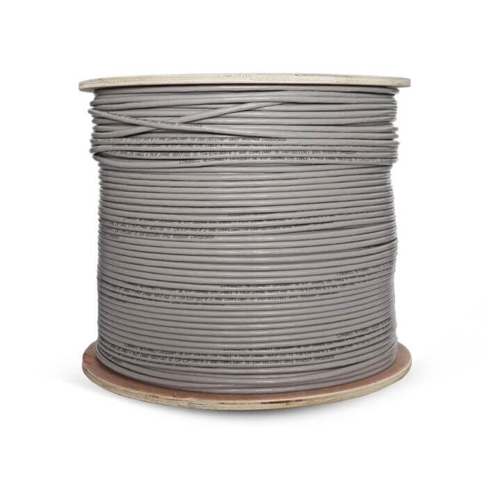 Scoop 500m Cat5e CCA Grey UTP Cable displayed in a roll.