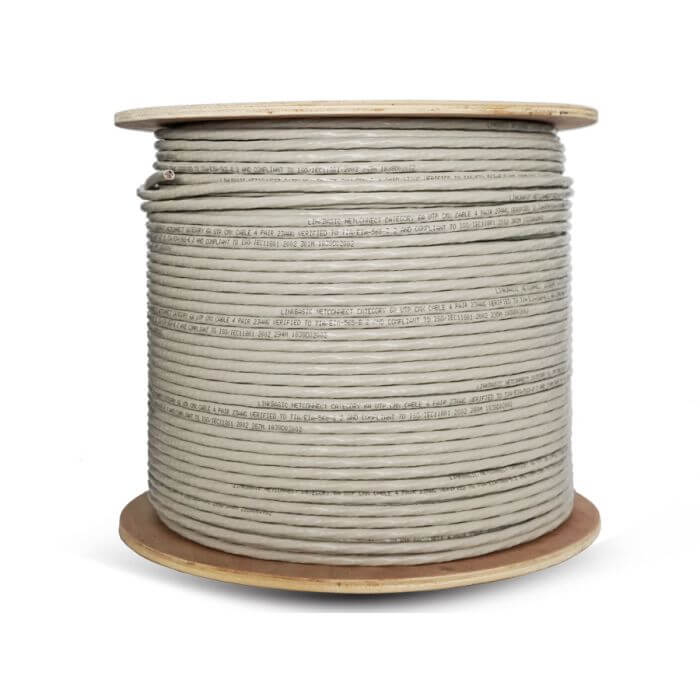 Linkbasic Cat6a 305M Solid Grey UTP Cable, a high-quality networking cable suitable for various applications.