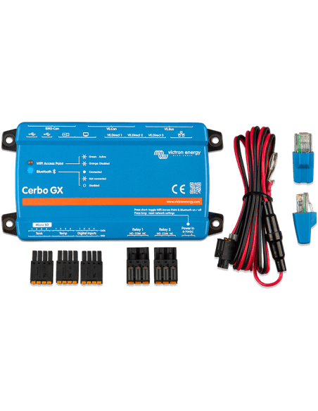 Victron Cerbo GX Control Unit, a device for monitoring and controlling energy systems.