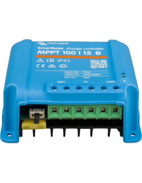 Victron Smart Solar MPPT 100/15 Charge Controller displayed against a neutral background.