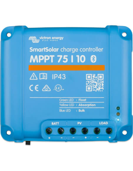 Victron Smart Solar MPPT 75/10 Charge Controller displayed against a neutral background.