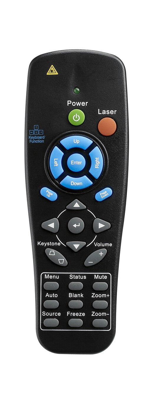 Vivitek 5041841300 remote control featuring 27 keys designed for D9, D8, and D7 series projectors.