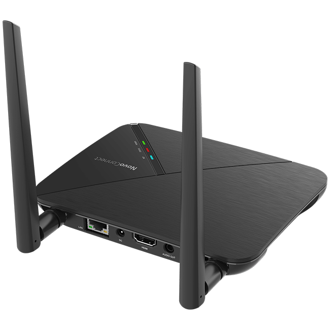 Vivitek Connect LauncherOne X700 with two LauncherOne devices, a 4K wireless collaboration and digital signage solution.