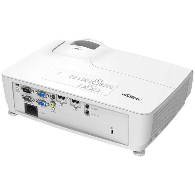 Vivitek DH278 EDU 1080p DLP projector showcasing its design and features, including high brightness and contrast ratio.