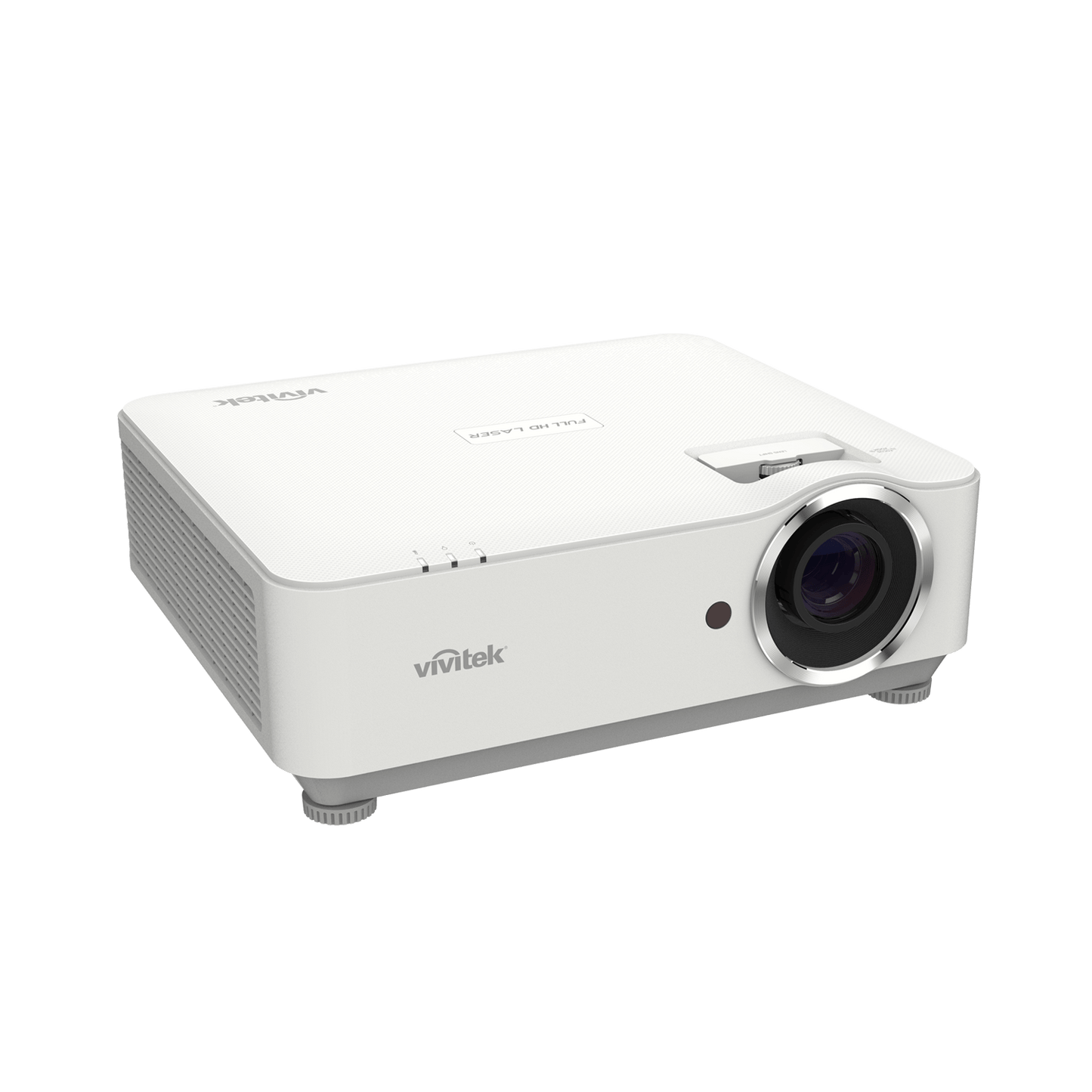 Vivitek DH3660Z 1080p Laser DLP Projector showcasing its design and features, including high brightness and contrast ratio.