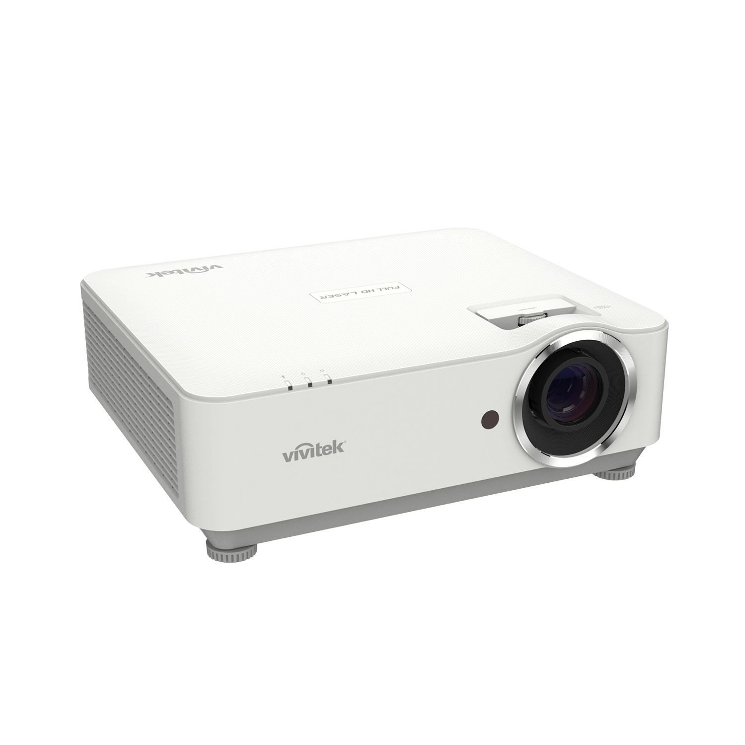 Vivitek DH3660Z 1080p Laser DLP Projector showcasing its design and features, including high brightness and contrast ratio.