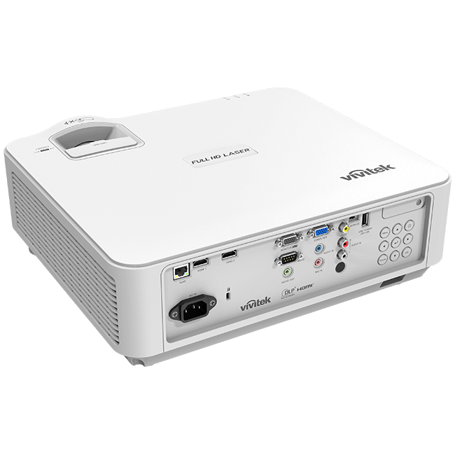 Vivitek DH3665ZN 1080p Laser DLP projector with 4500 lumens brightness, showcasing its sleek design and features.