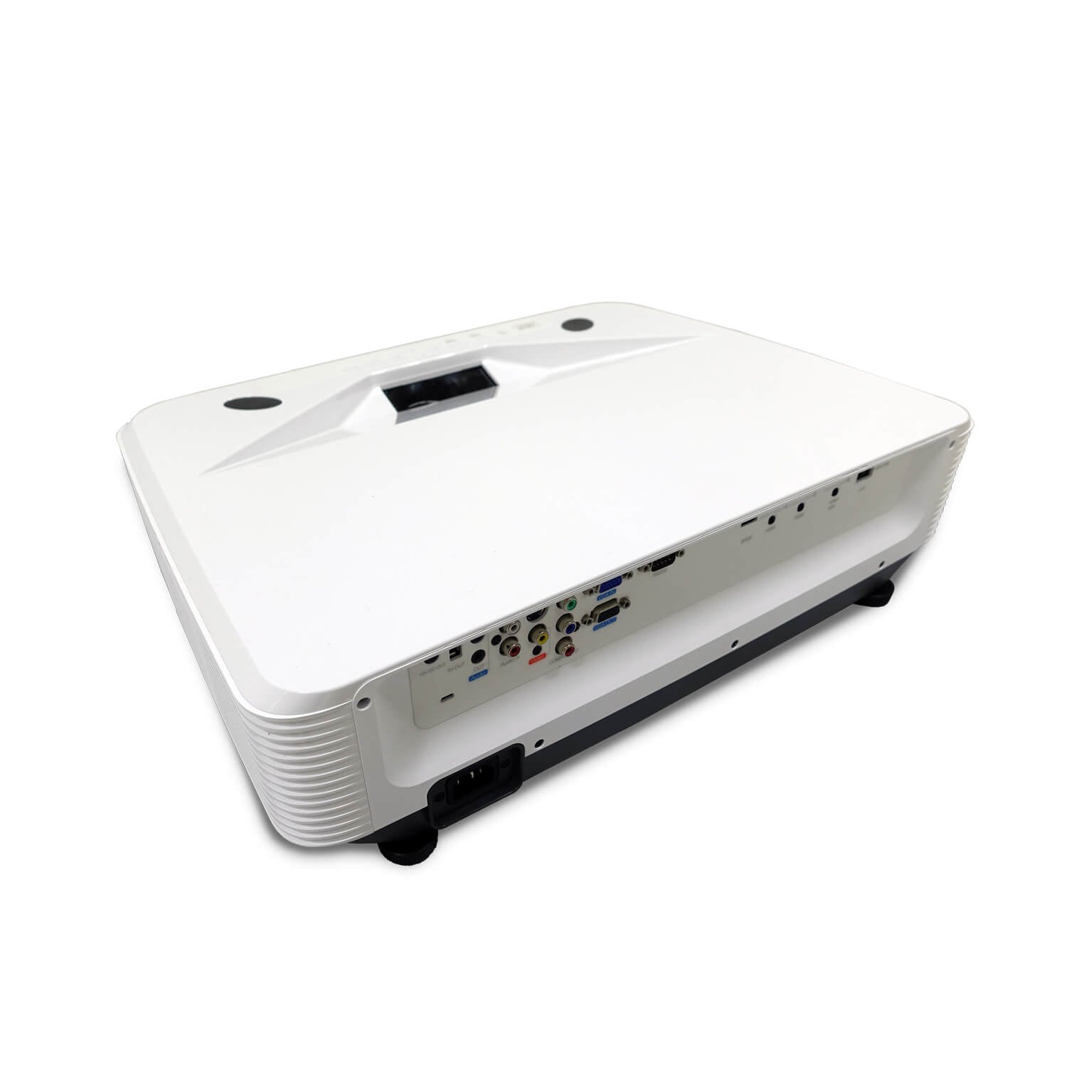 Back view of the Vivitek DH765Z UST 1080p Laser Ultra Short Throw DLP Projector showcasing its design and connectivity options.