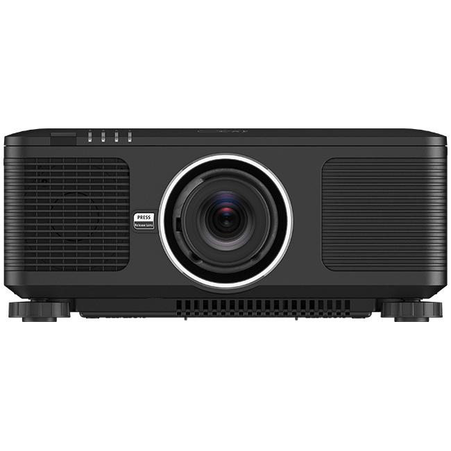 Vivitek DK10000Z BK 4K UHD Laser DLP Projector with 10,000 lumens brightness and 10,000:1 contrast ratio, showcasing its design and features.