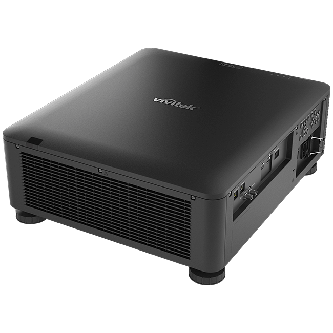 Vivitek DK10000Z BK 4K UHD Laser DLP Projector with 10,000 lumens brightness and 10,000:1 contrast ratio, featuring 8 optional lenses and a 5-year warranty.