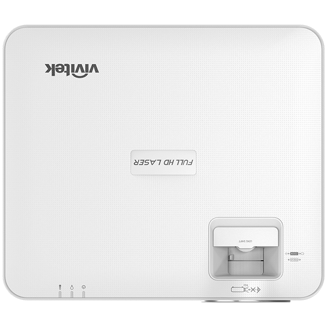 Vivitek DU3661Z WUXGA Laser DLP Projector showcasing its design, featuring a brightness of 5000 lumens and a contrast ratio of 20,000:1.