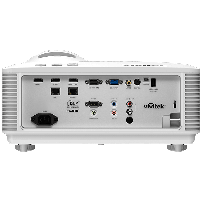 Vivitek DU4371Z ST WUXGA Laser Short Throw DLP Projector with 5100 Lumens brightness and 20,000:1 contrast ratio.