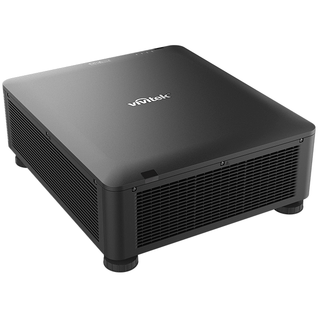 Vivitek DU6198Z WUXGA Laser DLP Projector showcasing its design and features, including high brightness of 8500 lumens and a contrast ratio of 3,000,000:1.