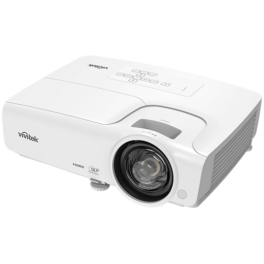 Vivitek DW284 ST WXGA Short Throw DLP Projector featuring 3600 Lumens brightness and 20,000:1 contrast ratio.