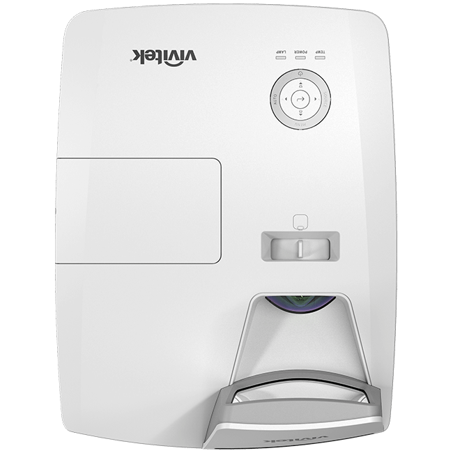 Vivitek DW770 UST WXGA Ultra Short Throw DLP Projector with 3500 Lumens brightness, 10000:1 contrast ratio, and a 0.35:1 throw ratio.