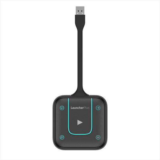 Vivitek Pro LauncherPlus devices for wireless presentations, showcasing two LauncherPlus devices.