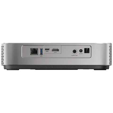 Vivitek Qumi Q9 4K UHD Portable LED Projector showcasing its sleek design and features, including 1500 lumens brightness and high contrast ratio.